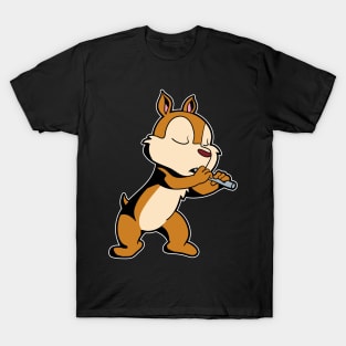 Cartoon chipmunk playing flute T-Shirt